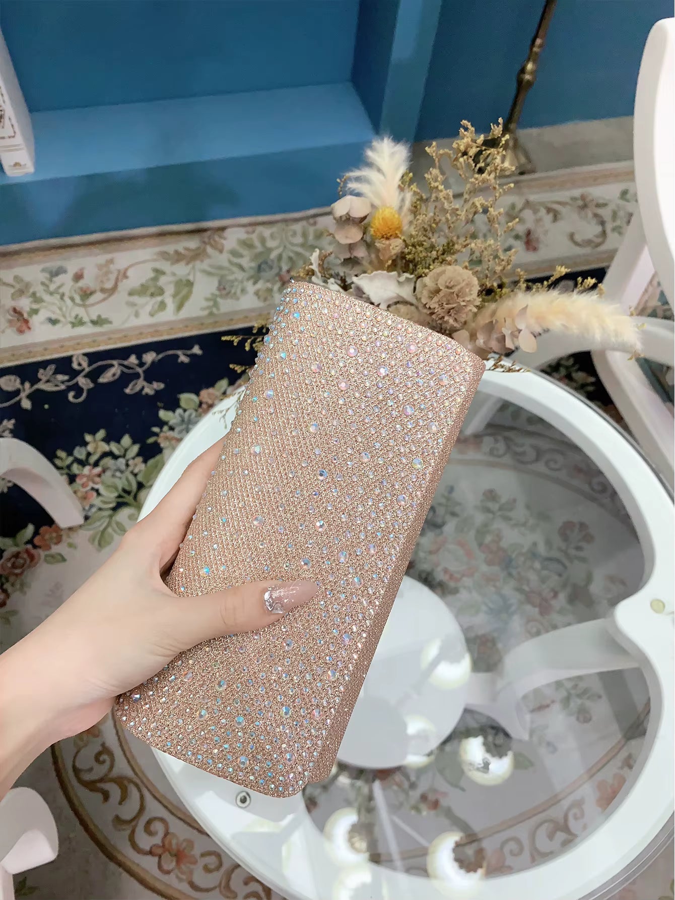 Elegant Sparkling Rhinestone Exquisite And Luxurious Banquet Party Ball Envelope Bag Mssza