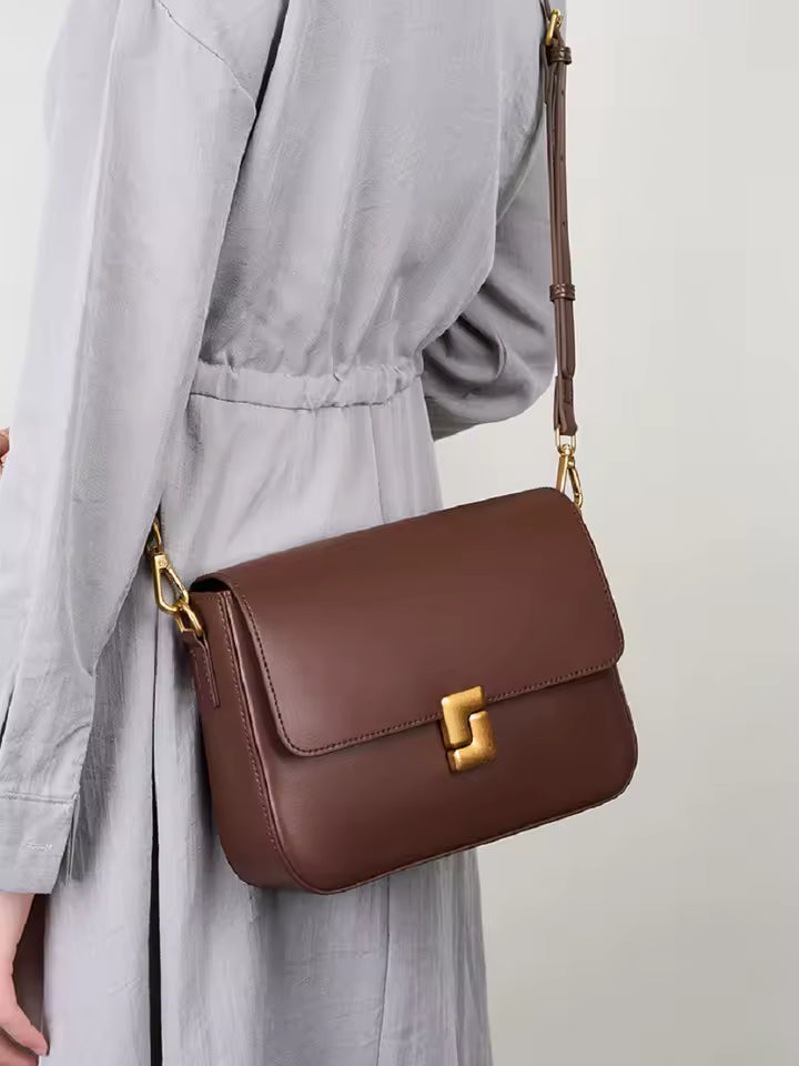 Elegant Split Leather Small Square Armpit High Quality Cowhide Shoulder Crossbody Bag Mssza