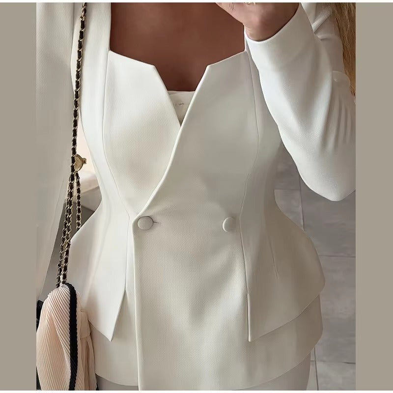 Elegant Square Collar Long Skirts And Blazers 2 Piece Set Mssza