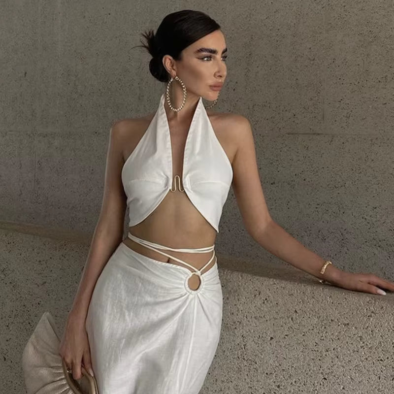 Elegant Strapless Backless Off Shoulder Halter Slim Skinny Crop Top Mssza