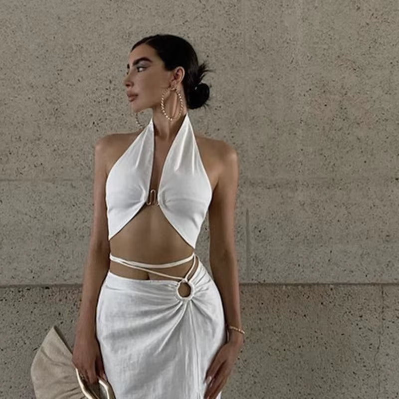 Elegant Strapless Backless Off Shoulder Halter Slim Skinny Crop Top Mssza