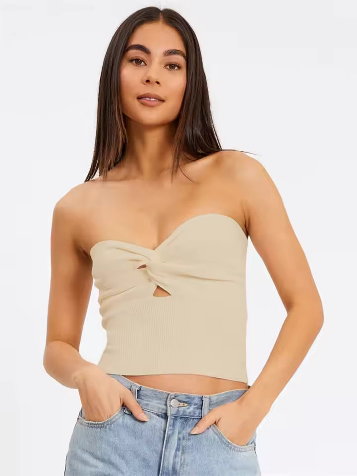 Elegant Strapless Backless Off Shoulder High Street Tank Top Mssza