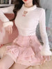 Elegant Sweet Lace High Waist Bandage Slight Stretch Mini Skirt Mssza