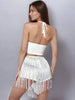Elegant Tassel Solid Sequin Mid Waist Halter Bodycon Jumpsuit Mssza