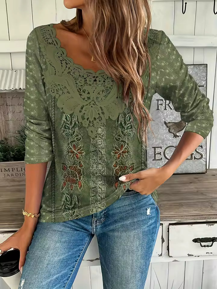 Elegant Temperament Long sleeve Loose T-Shirt Mssza
