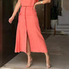 Elegant Top A Line With Pocket Button Slit Long Skirt Two Piece Set Mssza