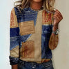 Elegant Trend Cotton Cowboys Pullover Splicing Print Long Sleeves T-shirts Mssza