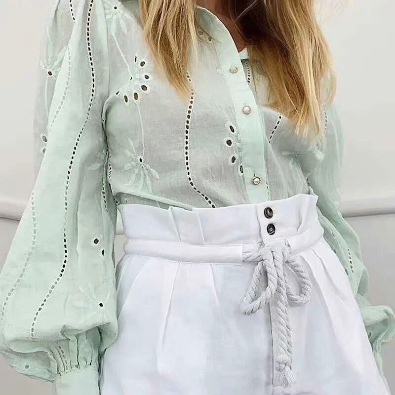 Elegant Turn Down Collar Shirt Mssza