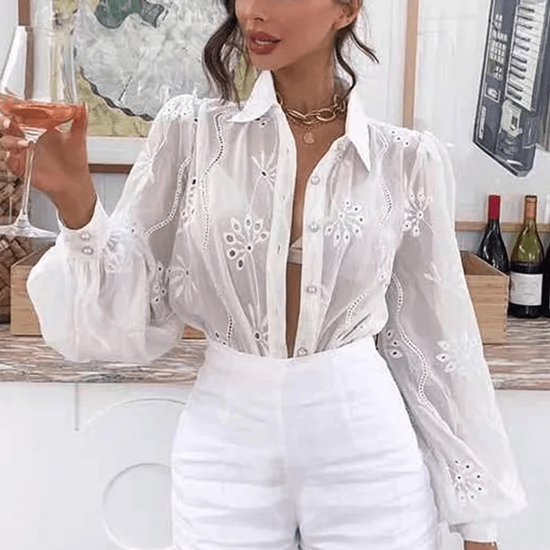 Elegant Turn Down Collar Shirt Mssza