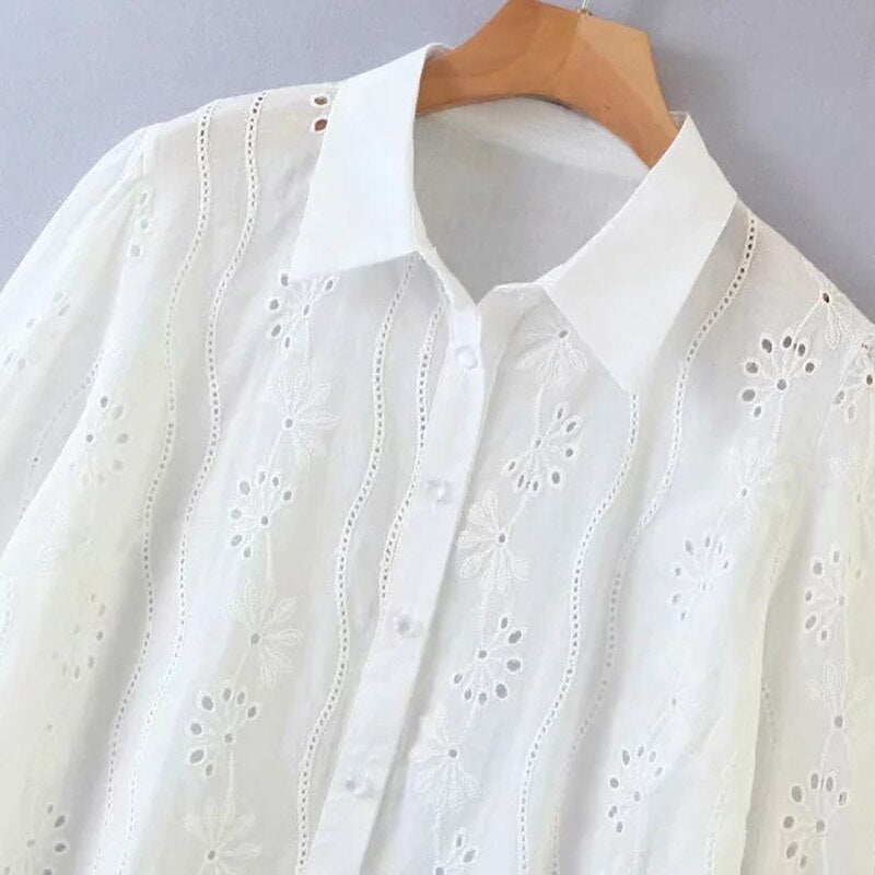 Elegant Turn Down Collar Shirt Mssza