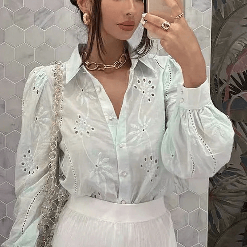 Elegant Turn Down Collar Shirt Mssza