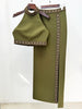 Elegant Turtleneck Crop Top Split Long Skirt Bead Diamond Two Pieces Sets Mssza