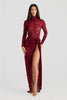 Elegant Turtleneck Long Sleeve T-shirt And Floral Maxi Skirt Lace Two Piece Sets Mssza