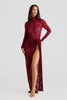 Elegant Turtleneck Long Sleeve T-shirt And Floral Maxi Skirt Lace Two Piece Sets Mssza