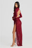 Elegant Turtleneck Long Sleeve T-shirt And Floral Maxi Skirt Lace Two Piece Sets Mssza