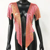 Elegant V Neck Short Sleeve Sequined Metal Sequins T Shirt Mssza