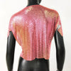 Elegant V Neck Short Sleeve Sequined Metal Sequins T Shirt Mssza