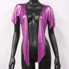 Elegant V Neck Short Sleeve Sequined Metal Sequins T Shirt Mssza