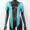 Elegant V Neck Short Sleeve Sequined Metal Sequins T Shirt Mssza