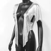 Elegant V Neck Short Sleeve Sequined Metal Sequins T Shirt Mssza