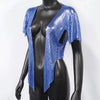 Elegant V Neck Short Sleeve Sequined Metal Sequins T Shirt Mssza