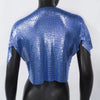 Elegant V Neck Short Sleeve Sequined Metal Sequins T Shirt Mssza