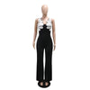 Elegant V-neck Spaghetti Straps Wide Leg Pants Patchwork Jumpsuits Mssza