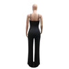 Elegant V-neck Spaghetti Straps Wide Leg Pants Patchwork Jumpsuits Mssza