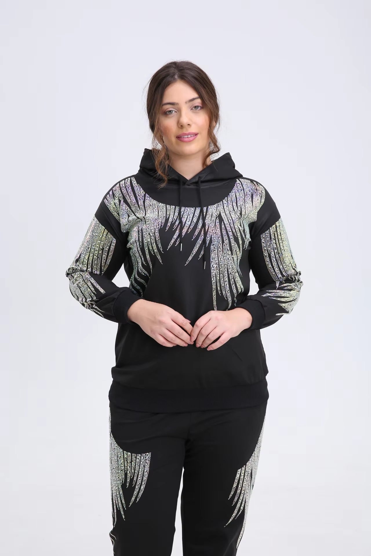 Elegant Vibrant Sparking Rhinestones Hoodies Outerwear Mssza