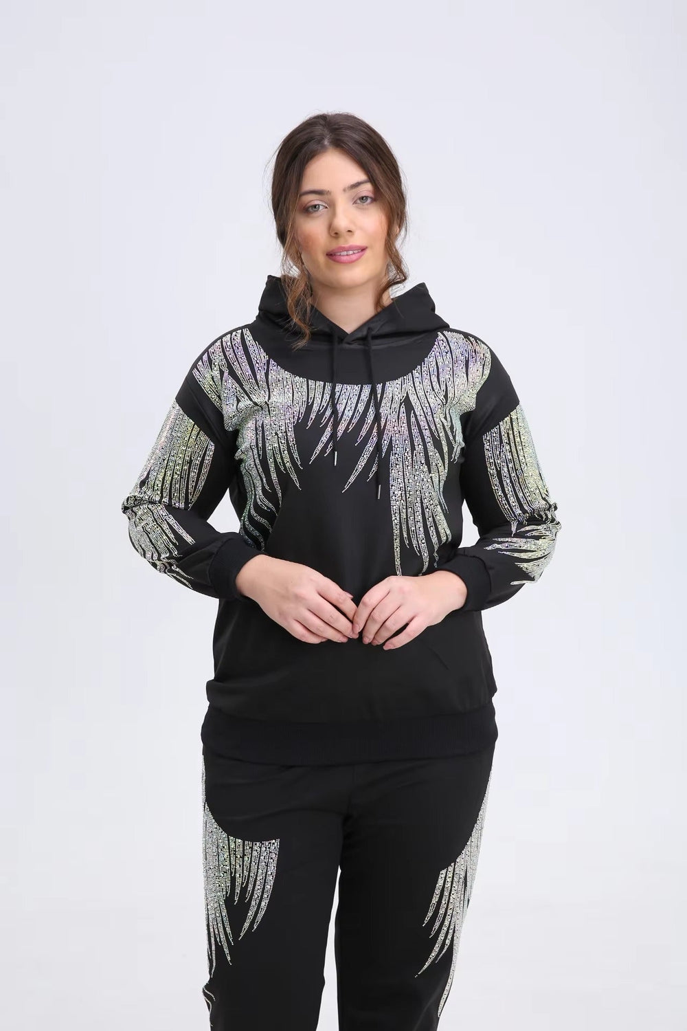 Elegant Vibrant Sparking Rhinestones Hoodies Outerwear Mssza
