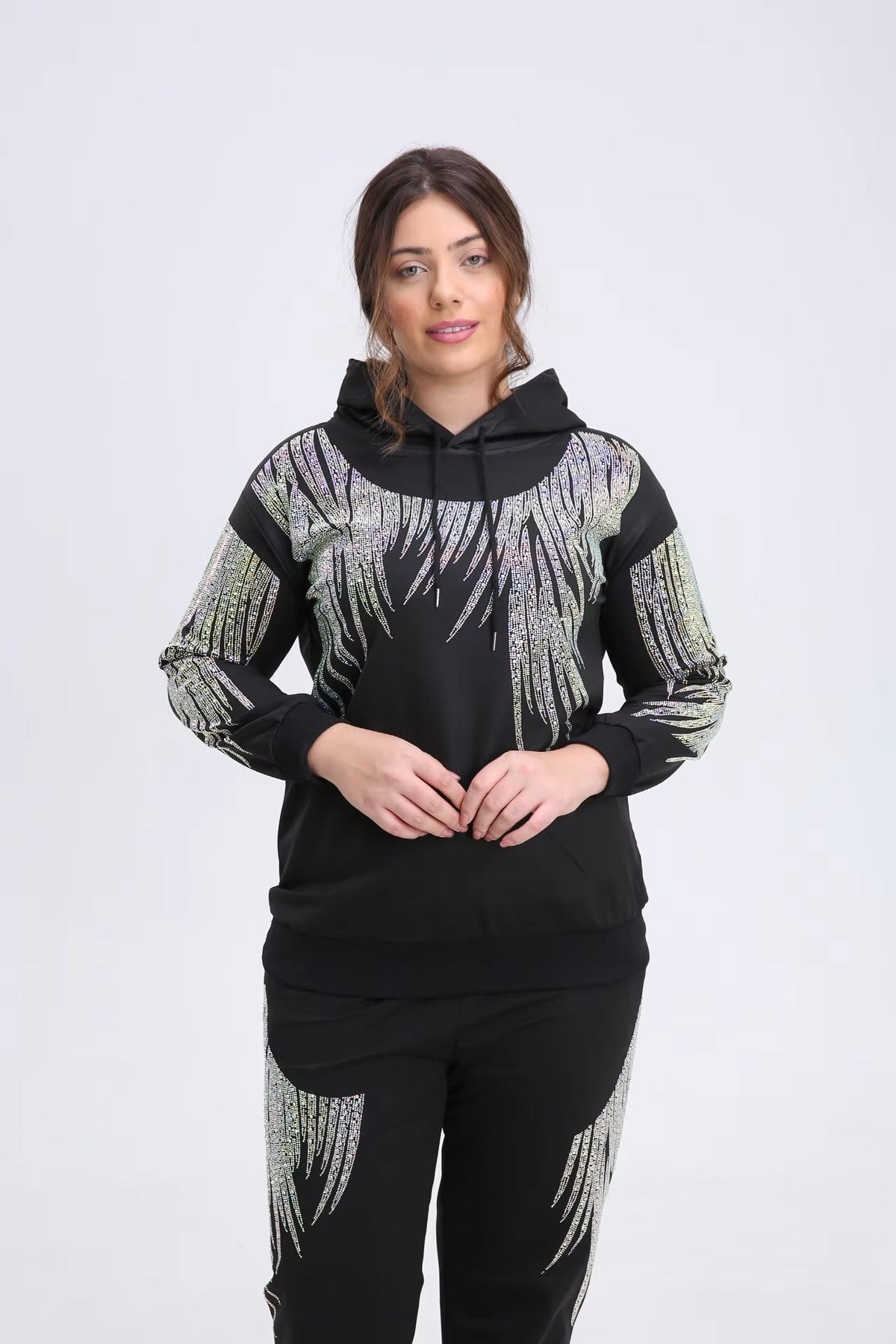 Elegant Vibrant Sparking Rhinestones Hoodies Outerwear Mssza