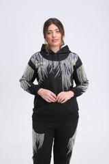 Elegant Vibrant Sparking Rhinestones Hoodies Outerwear Mssza