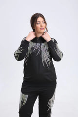 Elegant Vibrant Sparking Rhinestones Hoodies Outerwear Mssza