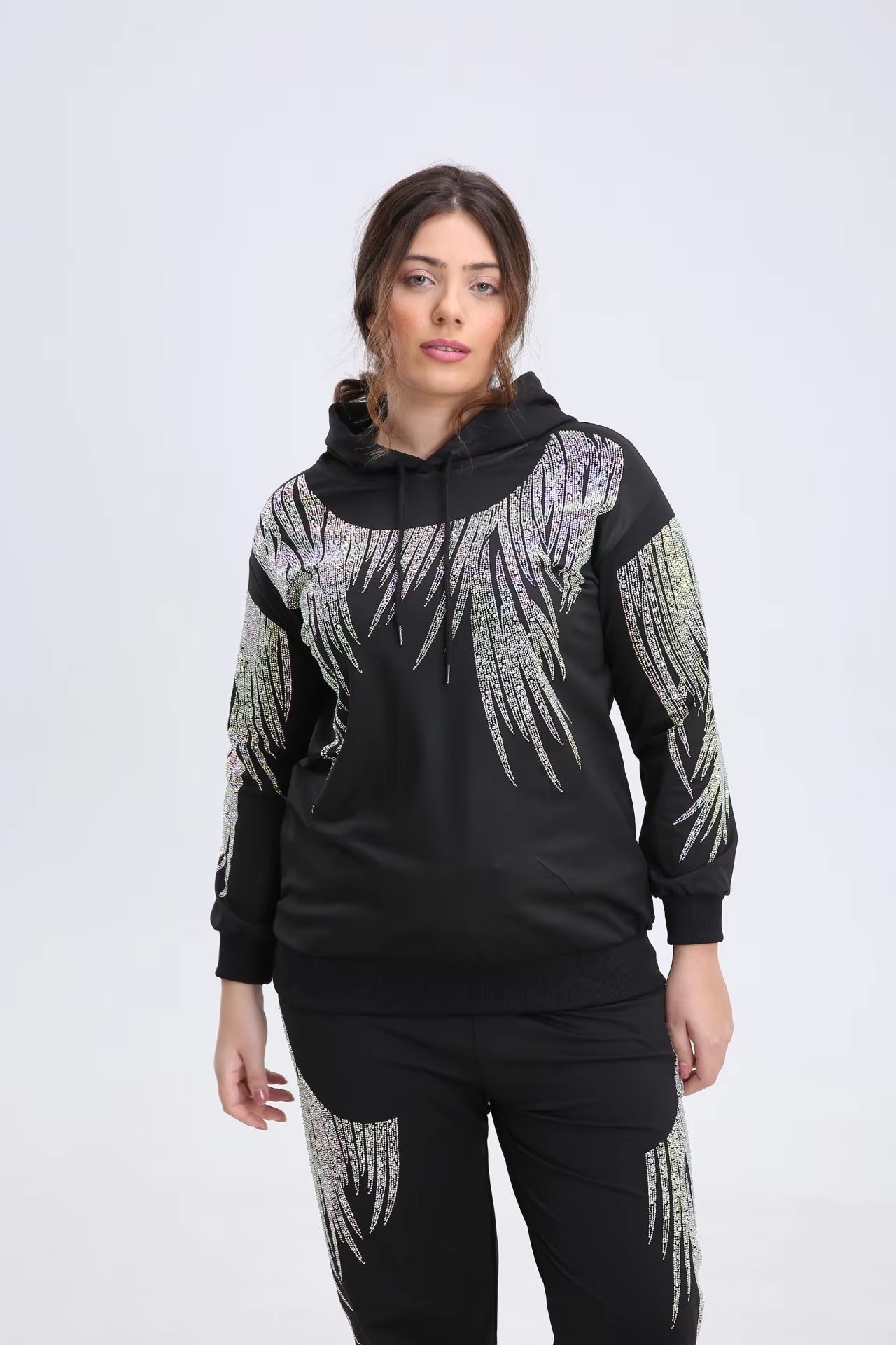 Elegant Vibrant Sparking Rhinestones Hoodies Outerwear Mssza