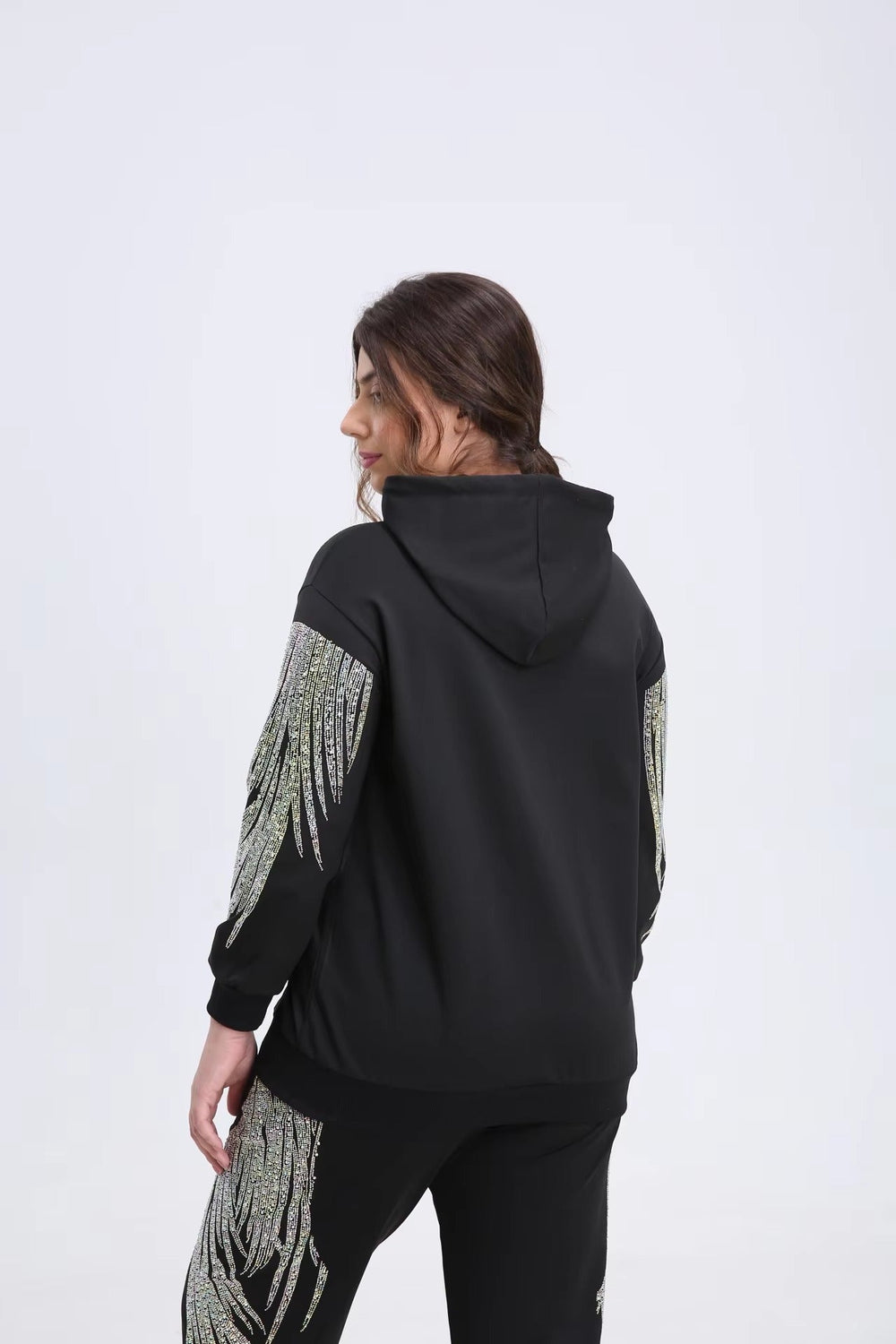 Elegant Vibrant Sparking Rhinestones Hoodies Outerwear Mssza