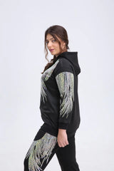 Elegant Vibrant Sparking Rhinestones Hoodies Outerwear Mssza