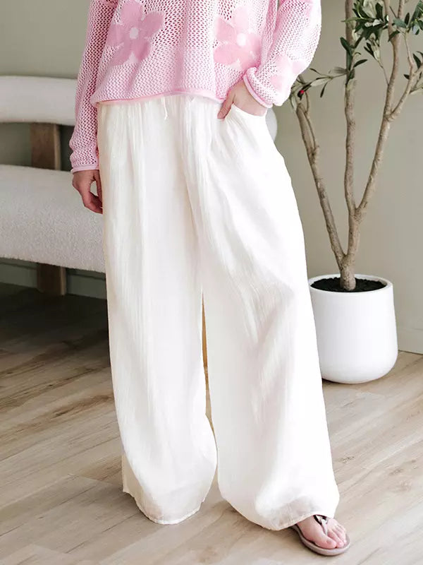 Elegant Wide Style Palazzo Pants With Adjustable Waist Resort Wear Mssza