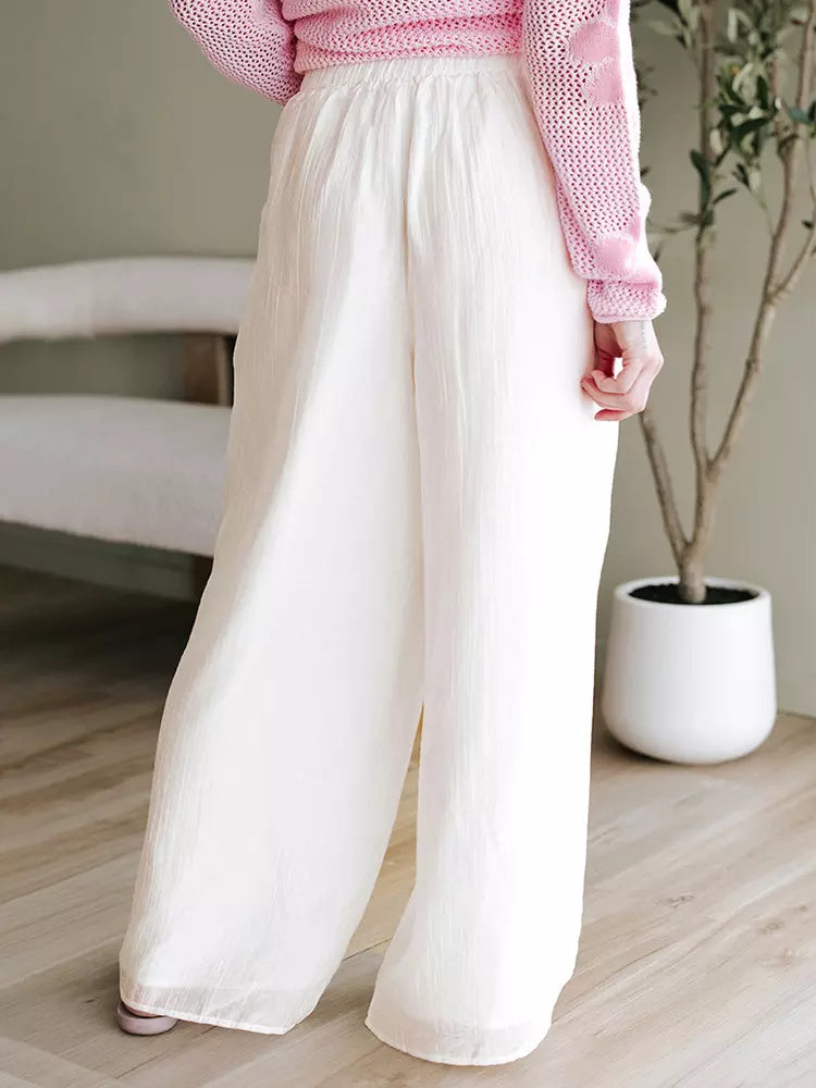 Elegant Wide Style Palazzo Pants With Adjustable Waist Resort Wear Mssza