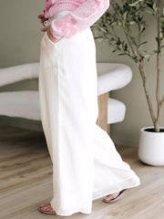 Elegant Wide Style Palazzo Pants With Adjustable Waist Resort Wear Mssza