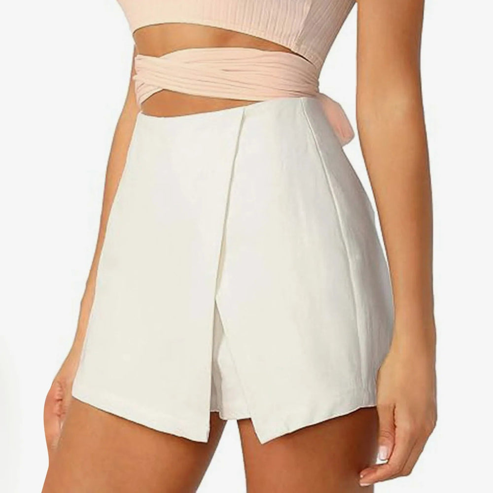 Elegant Zip Back Split Front Button Fly Beach Style Skinny Mini Skirt Mssza