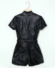 Elegant Zipper Design High Waist PU Leather with Belt Jumpsuits Romper Mssza