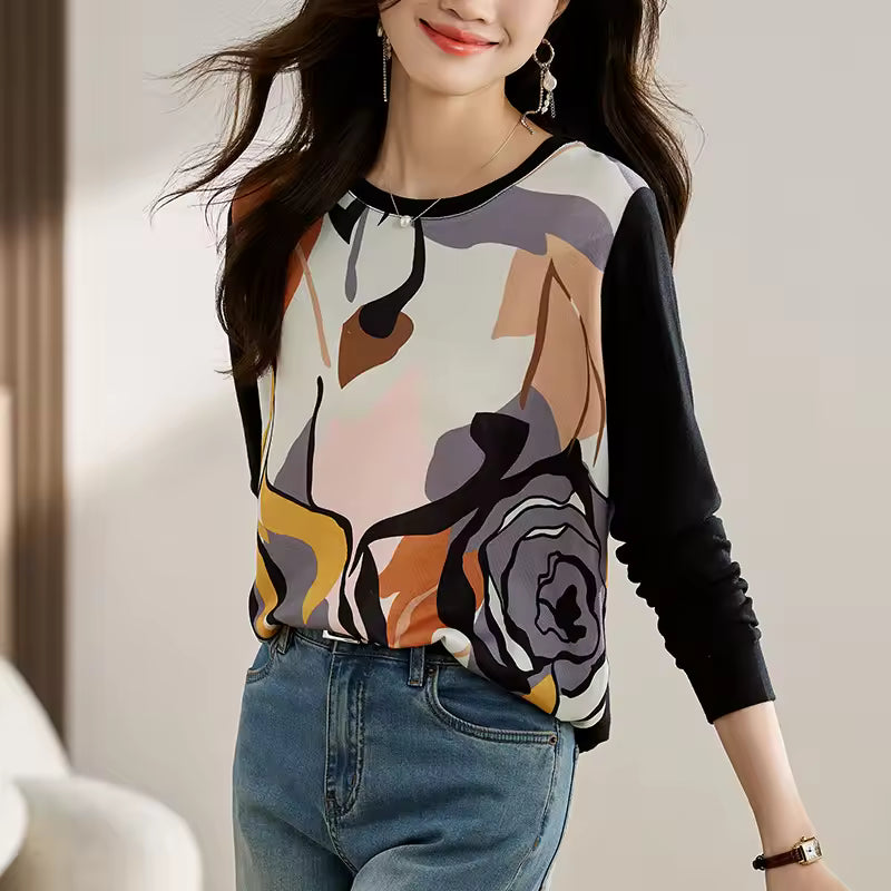 Elegant And Comfortable Long Sleeve Printed T-shirts Mssza