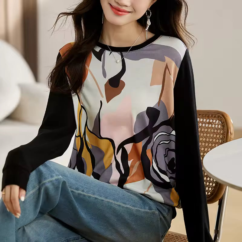 Elegant And Comfortable Long Sleeve Printed T-shirts Mssza