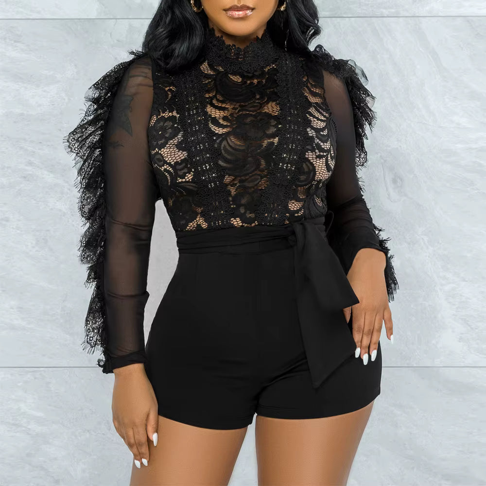 Elegant through Play suits lace one pieces bodycon jumpsuits Mssza