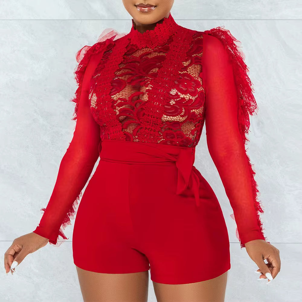 Elegant through Play suits lace one pieces bodycon jumpsuits Mssza