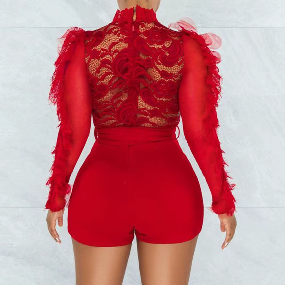 Elegant through Play suits lace one pieces bodycon jumpsuits Mssza