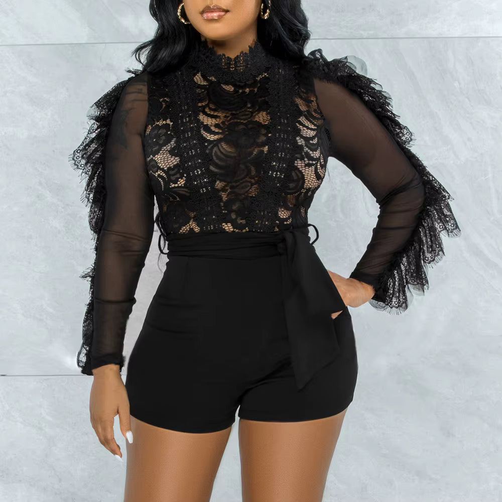 Elegant through Play suits lace one pieces bodycon jumpsuits Mssza