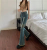 Embroidered Micro High Elasticity Slim and Spicy Design Flared Jeans Mssza