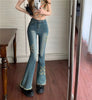Embroidered Micro High Elasticity Slim and Spicy Design Flared Jeans Mssza