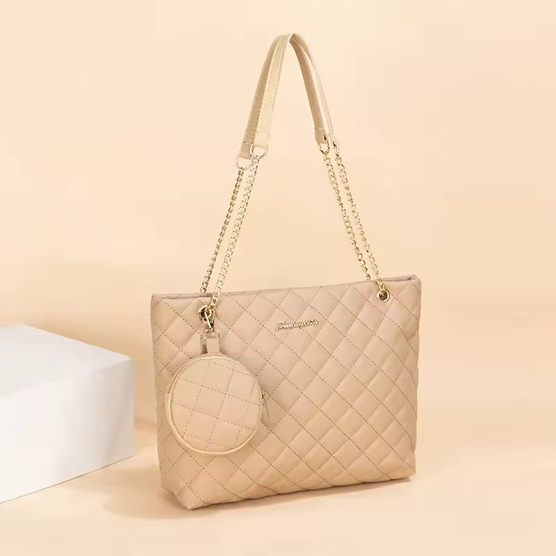 Embroidered Stylish Minimalist Letter Embellished Chain Shoulder Bag Mssza